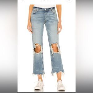 NWT- FREE PEOPLE- Maggie Mid Rise Straight Leg Jeans- Size 26/ US 2